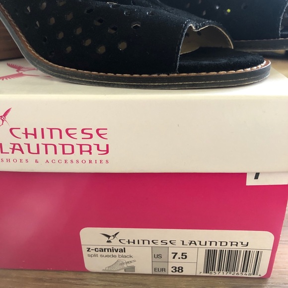 Peep toe block heel mules with strap - Picture 5 of 5